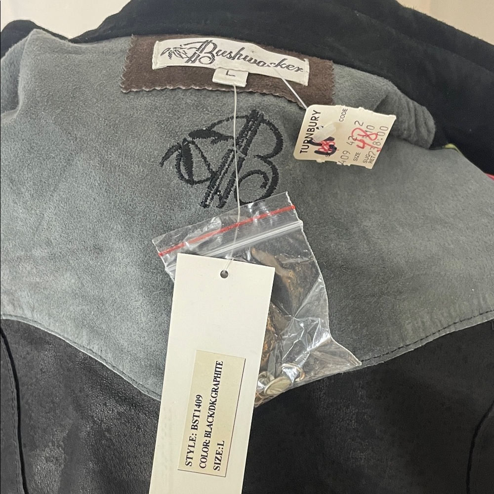 Bushwacker Embroidered Black Suede Jacket Size Large NWT - Picture 7 of 8